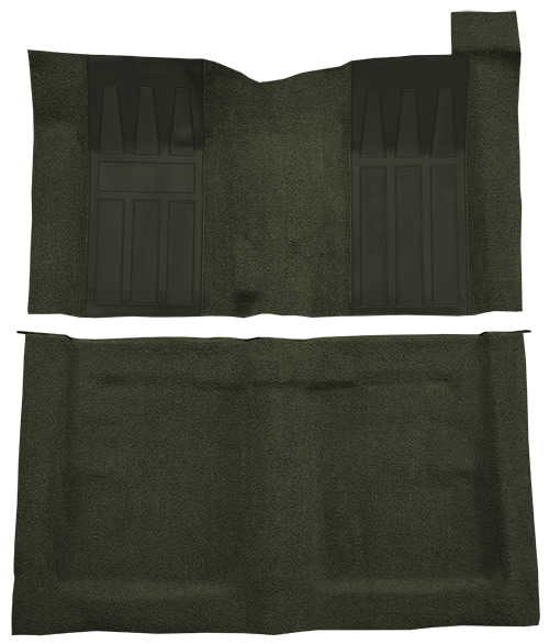 1969-1970 Ford Ranchero GT 4spd with 2 Dark Green Inserts Loop Carpet Flooring 01 Black