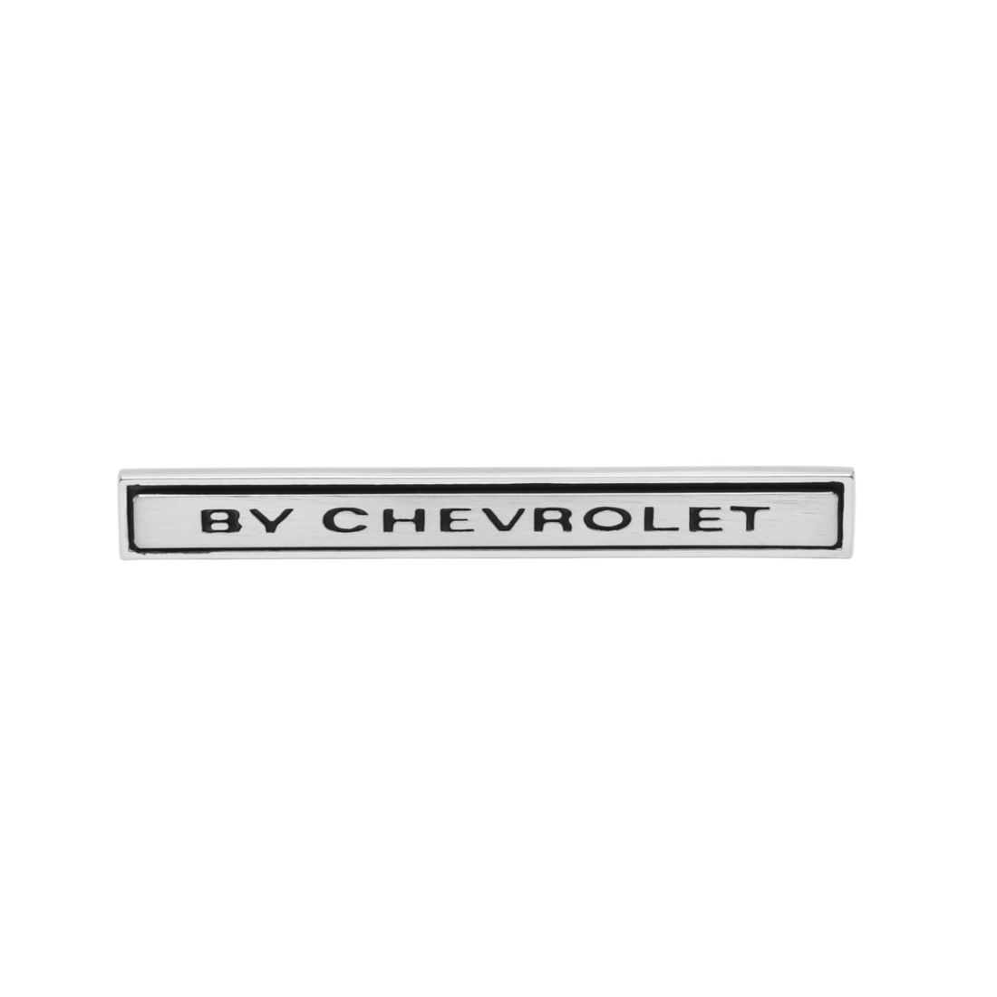 1969 Chevelle Front Header Panel Emblem, “By Chevrolet”, Sold as Each