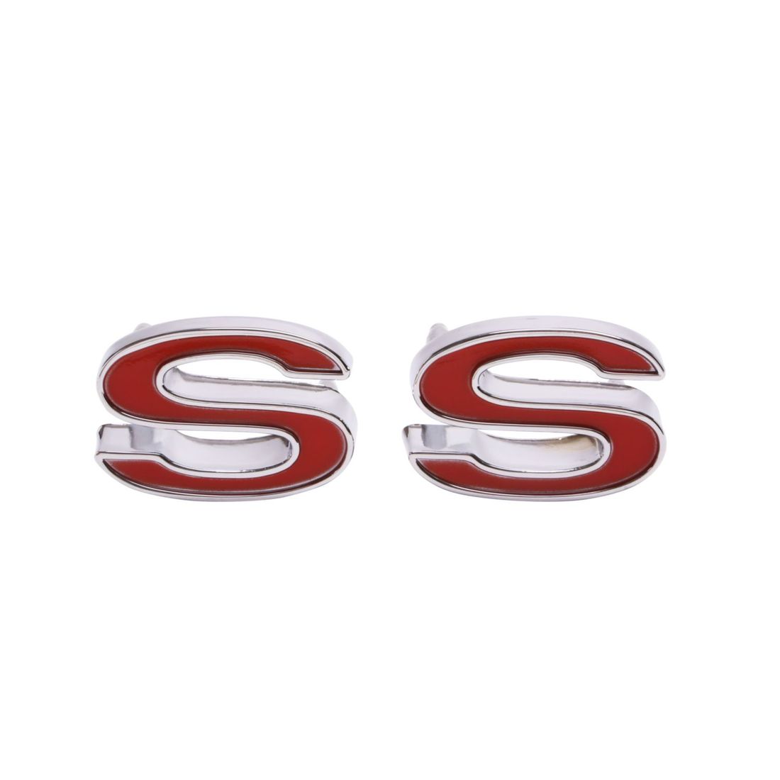 1969-1972 Camaro Front Fender Emblem, “SS”, Red, Sold as a Pair