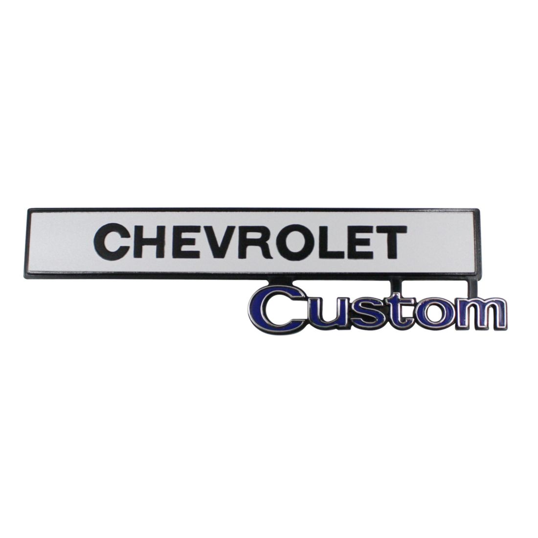 1969-1972 Chevrolet and GMC Truck Glove Box Door Emblem“Chevrolet Custom”, Each