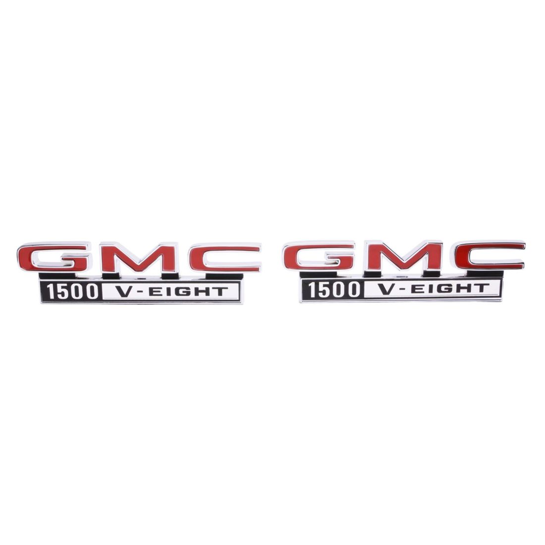 1968-1972 GMC Truck Front Fender Emblem, “GMC 1500 V-Eight”, Sold as a Pair