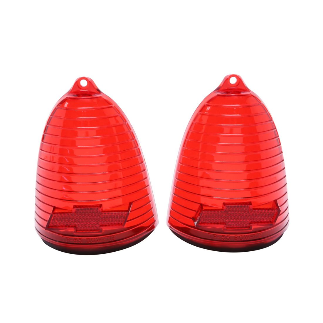 1955 Full-Size Chevrolet Red Tail Light Lens with Bowtie, Sold as a Pair