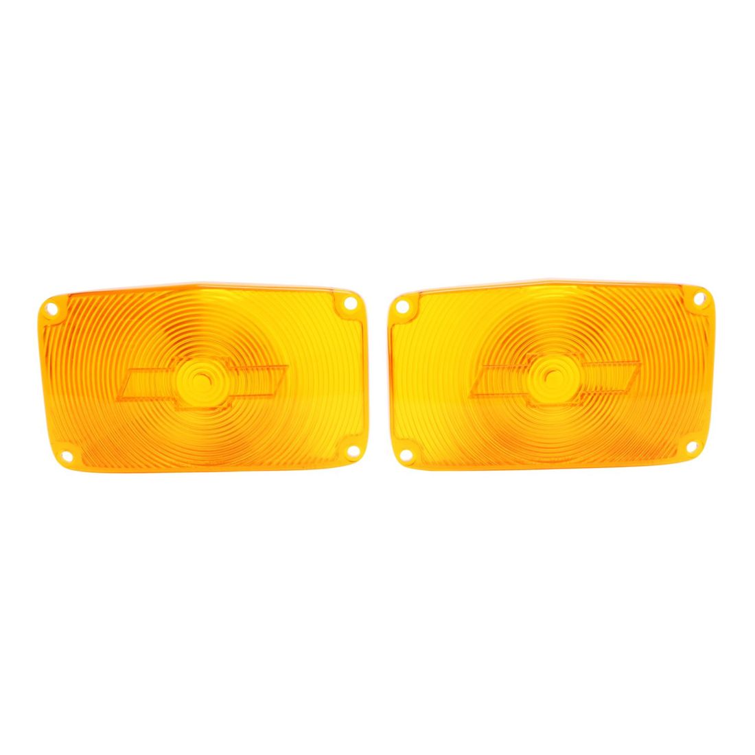 1956 Full-Size Chevrolet Amber Parking Light Lens with Bowtie, Sold as a Pair