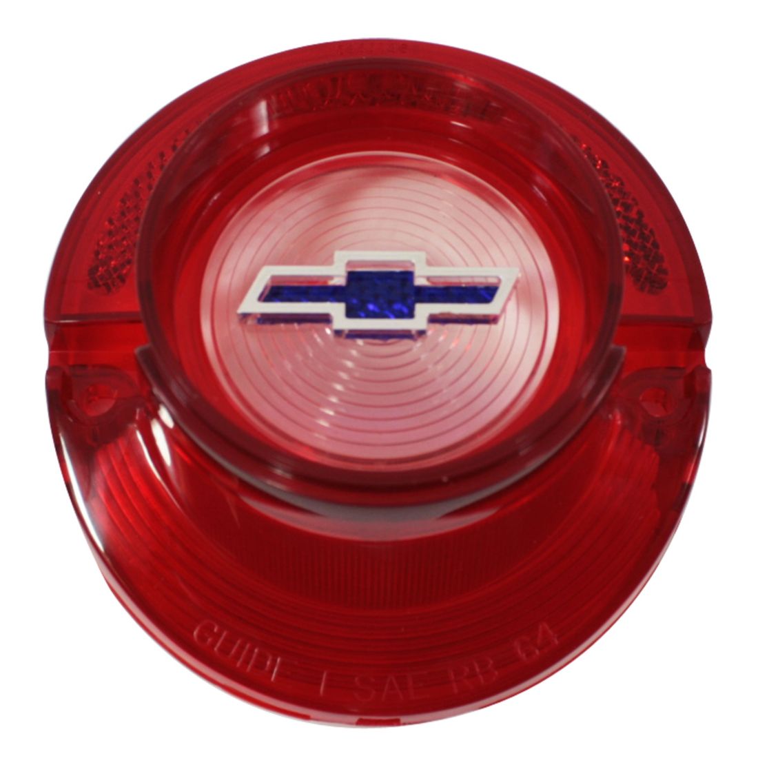 1964 Full-Size Chevrolet Red Back Up Light Lens with Blue Bowtie, Sold as Each