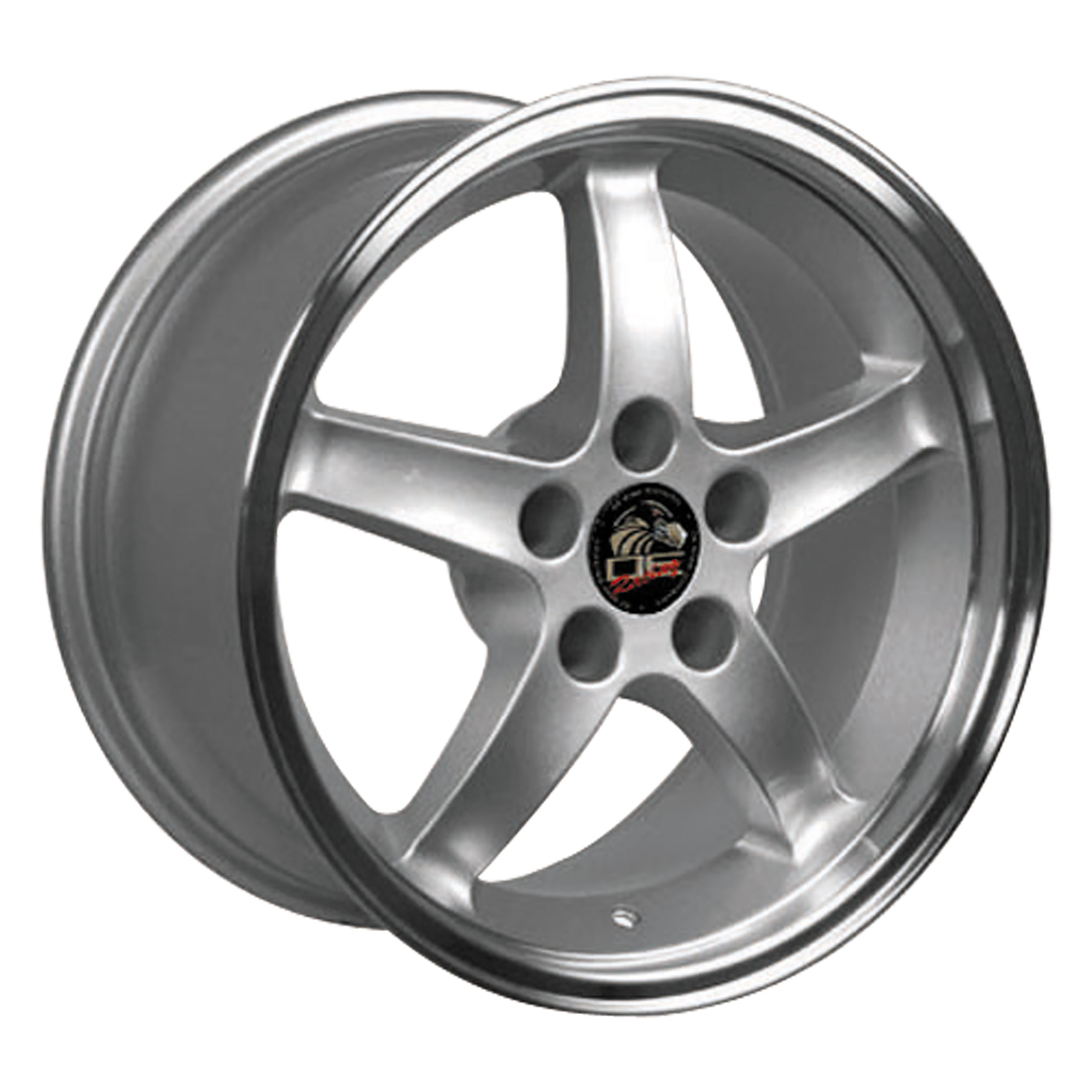 1994-2004 Ford Mustang (Cobra R style) Deep Dish Wheel - Silver Machined Lip 17x9