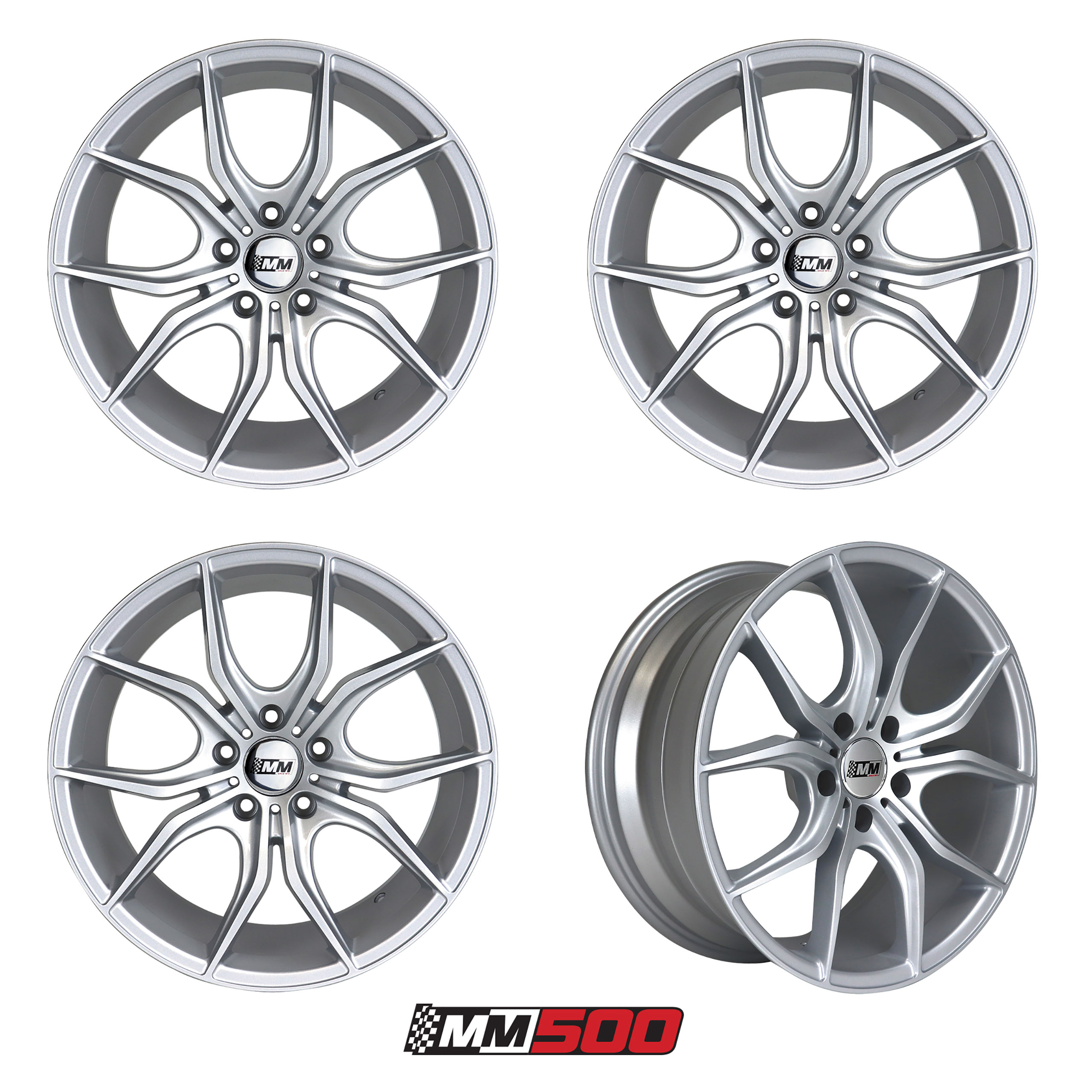 1994-2004 Ford Mustang MM500 Silver Squared Wheel Set - 18X8 ET30 5x114.3