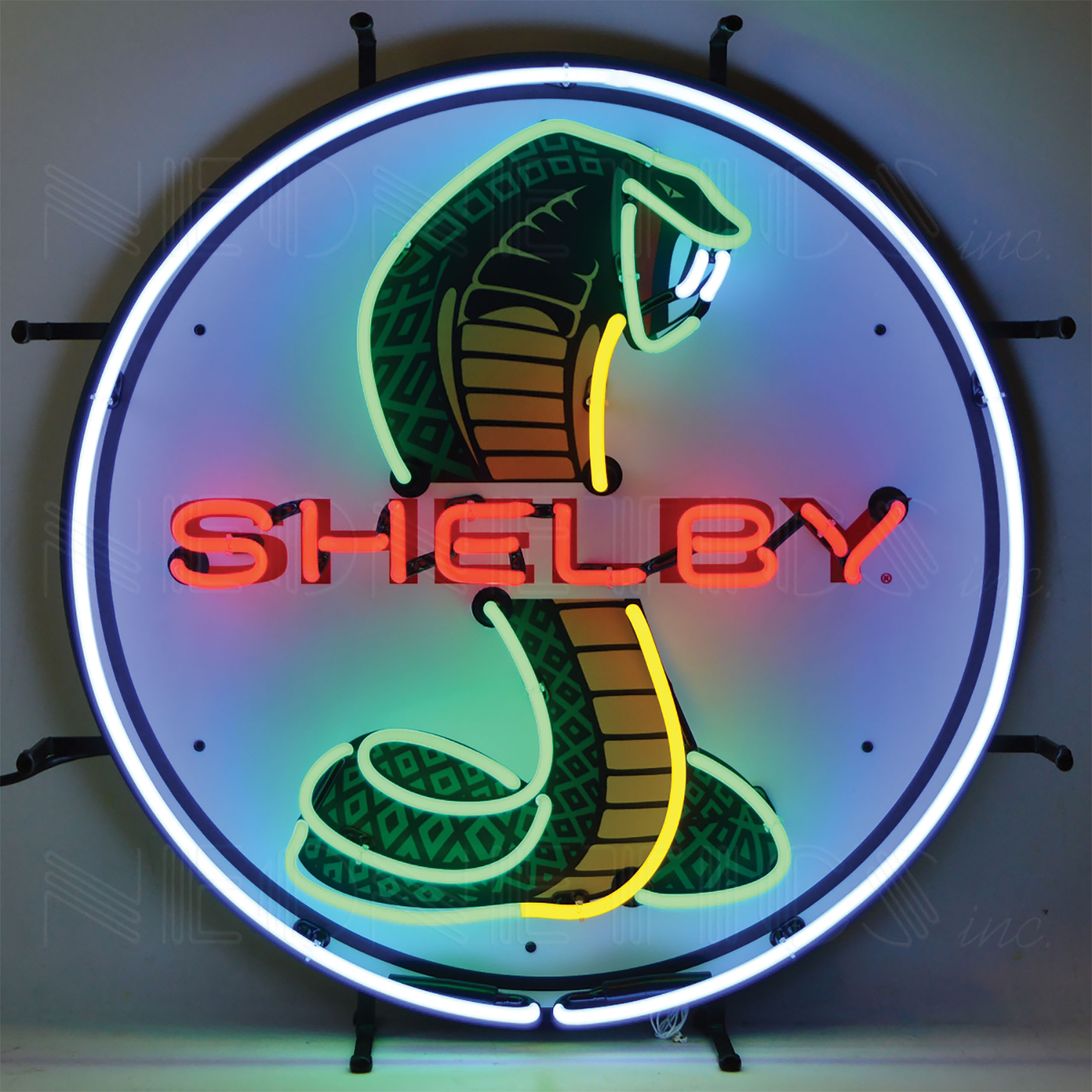 1964-2021 Ford Mustang Shelby Cobra Circle Neon Sign W/Backing