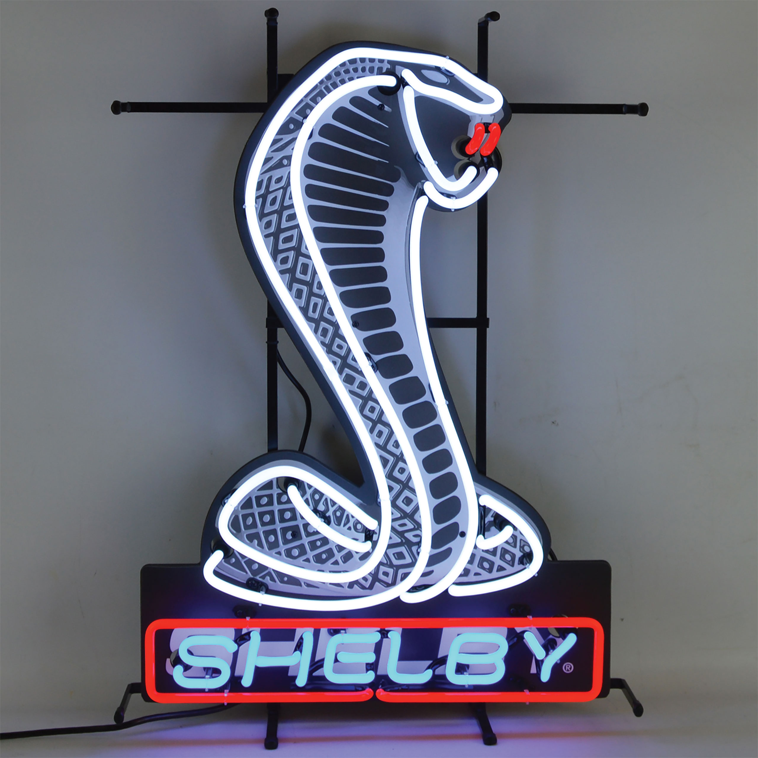 1964-2021 Ford Mustang Shelby Cobra Shaped Emblem Neon Sign W/Backing