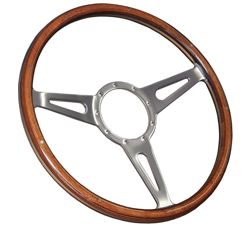 1965-1973 Ford Mustang GT350 Style Mahogany Steering Wheel - 15" Diameter, 9 Bolt Hub