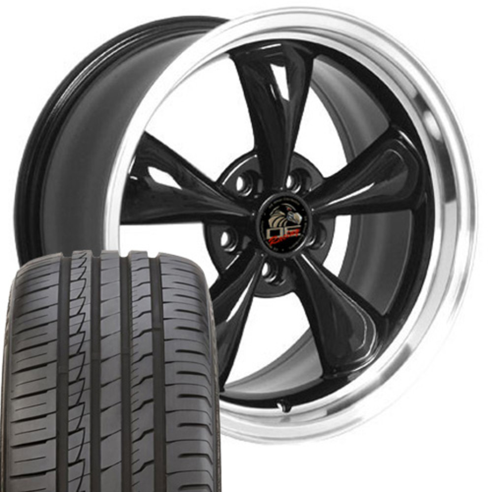 1979-2004 Ford Mustang Mounted Tire & Wheel Package - 18" Bullitt Style - Black W/Ironman Tires