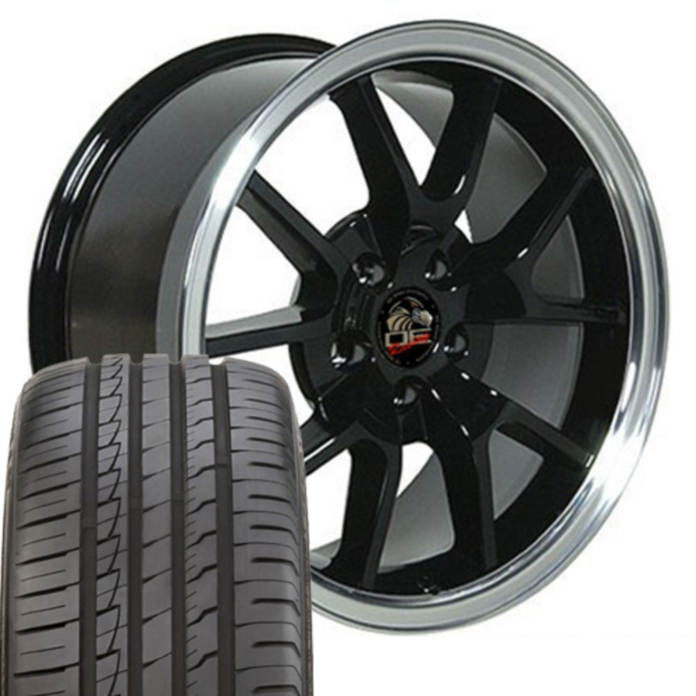 1979-2004 Ford Mustang Mounted Tire & Wheel Package - 18" FR500 Style - Black W/Ironman Tires