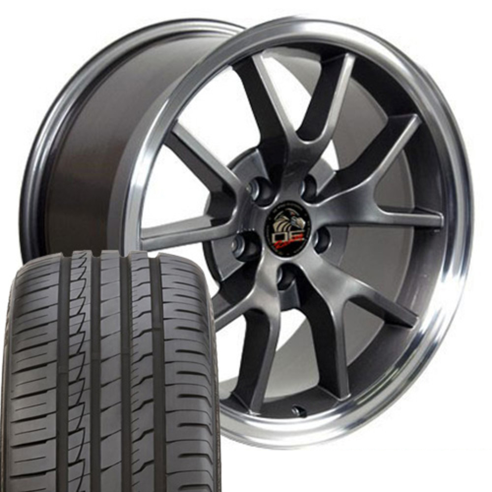 1979-2004 Ford Mustang Mounted Tire & Wheel Package - 18" FR500 Style - Anthracite W/Ironman Tires