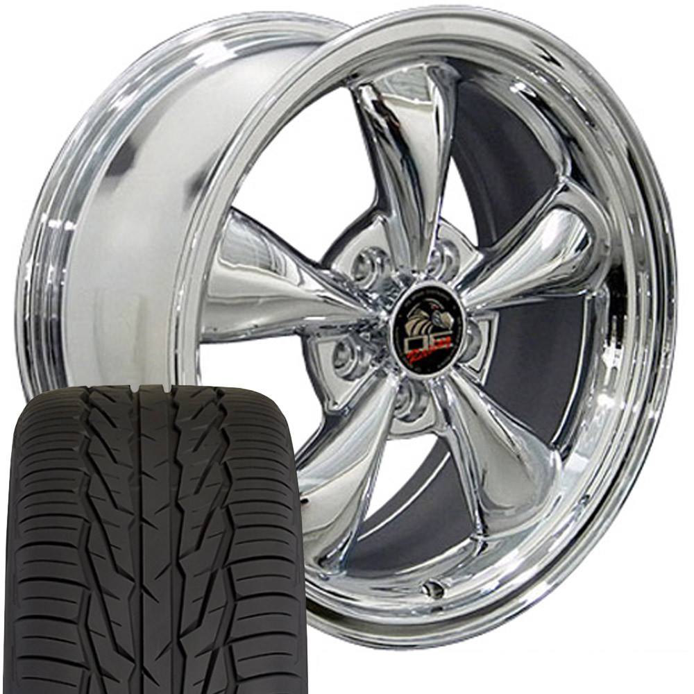 1979-2004 Ford Mustang Mounted Tire & Wheel Package - 17" Bullitt Style - Chrome W/Extensa HP Tires