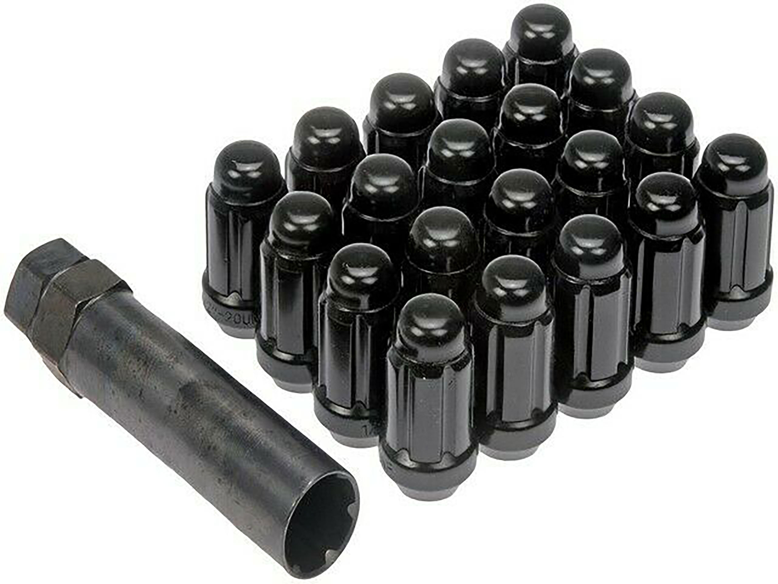 1979-2014 Ford Mustang Spline Drive Lug Nut Set - Black - 20pc W/Key