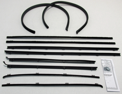 1964 Chevelle 2 Door Sedan Superkit Authentic Window Felts Whiskers Kit & Glass Run Set (10pcs)