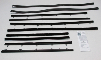 1966-67 Chevelle 4 Door Sedan Superkit Authentic Window Felts Whiskers Kit & Glass Run Set (10pcs)