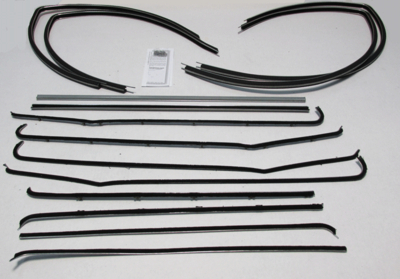 1955-57 Chevy Deluxe 2 Door Sedan (Except Bel Air) Authentic Window Felts Whiskers Kit, Upper & Lower Channels (14pcs)