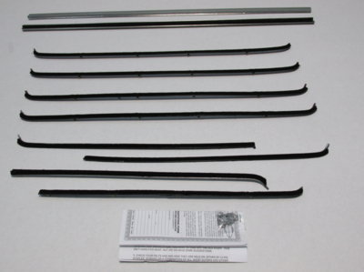 1955-57 Chevy 4 Door Wagon (Except Bel Air) Authentic Window Felts Whiskers Kit& Division Bars (10pcs)