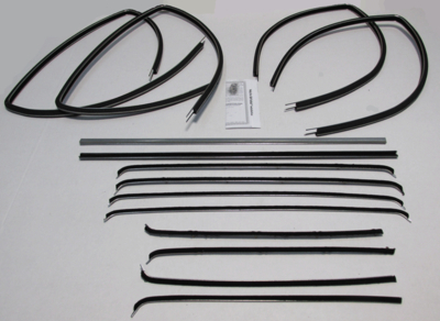 1955-57 Chevy 4 Door Station Wagon Authentic Window Felts Whiskers Kit with Upper & Lower Channels (14pcs)