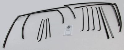 1955-57 Chevy 4 Door Station Wagon Bel Air Authentic Window Felts Whiskers Kit with Upper & Lower Channels (14pcs)