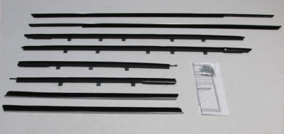 1963-64 Bonneville, Catalina, and Parisienne 2 Door Hardtop Authentic Window Felts Whiskers Kit (8pcs)