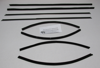 1968-69 Torino, Fairlane, Cyclone Fastback Authentic Window Felts Whiskers Kit Used With Chrome (8pcs)