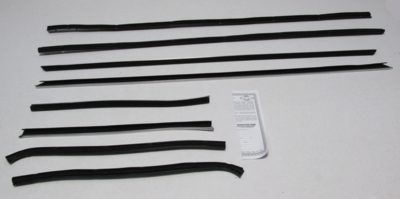 1968-69 Torino & Fairlane Tudor Hardtop Formal Roof Used With Upper Door Chrome Authentic Window Felts Whiskers Kit (8pcs)