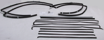 1955-57 Bel Air Deluxe 2 Door Sedan Authentic Window Felts Whiskers Kit With Clipped Upper & Lower Channels (14pcs)