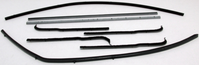 1961-66 Ford Pickup F100-F250 Black Bead Superkit Authentic Window Felts Whiskers Kit, Division Bars & Upper Channels (8pcs)