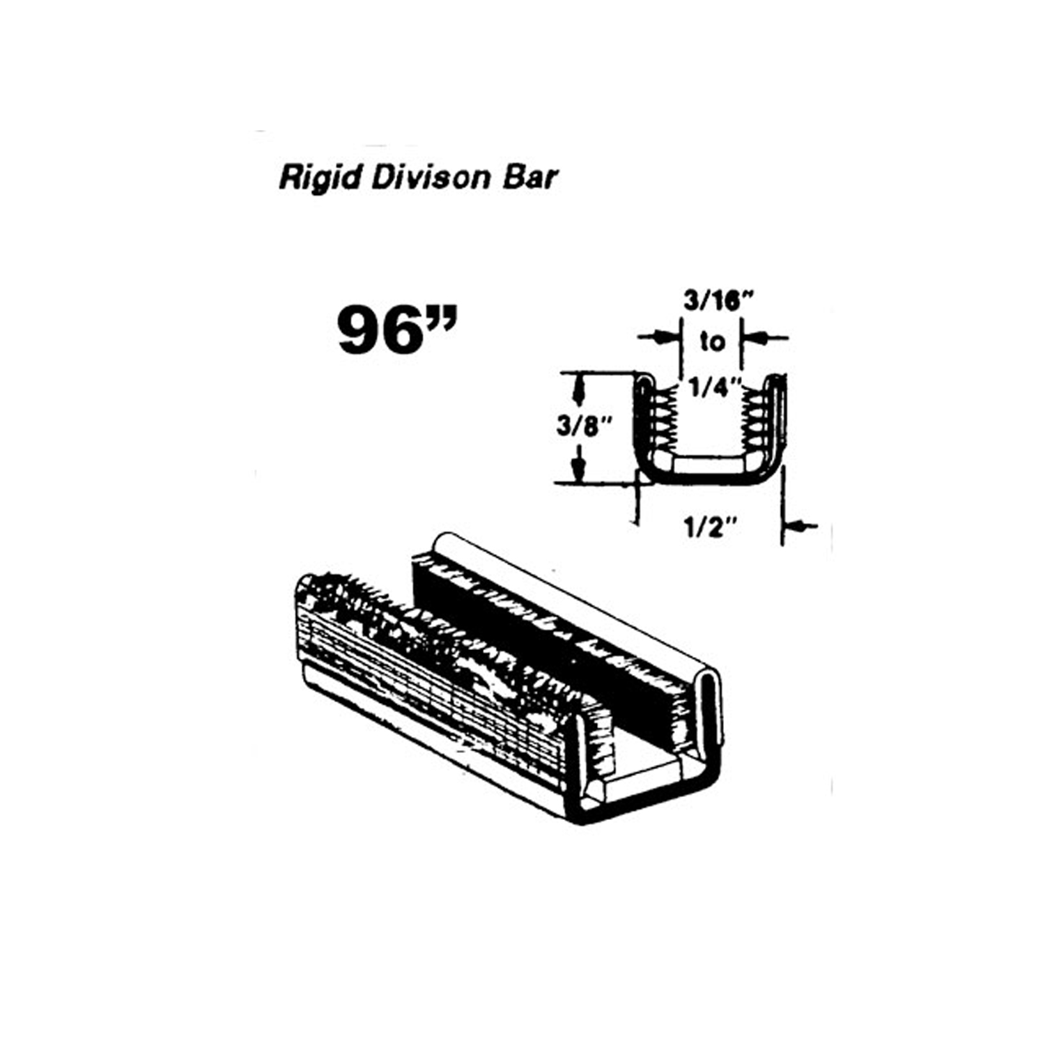 Metro Rigid Division-Bar Channel For Panel & Pick-up Trucks 96 in. Long; WC 3-96