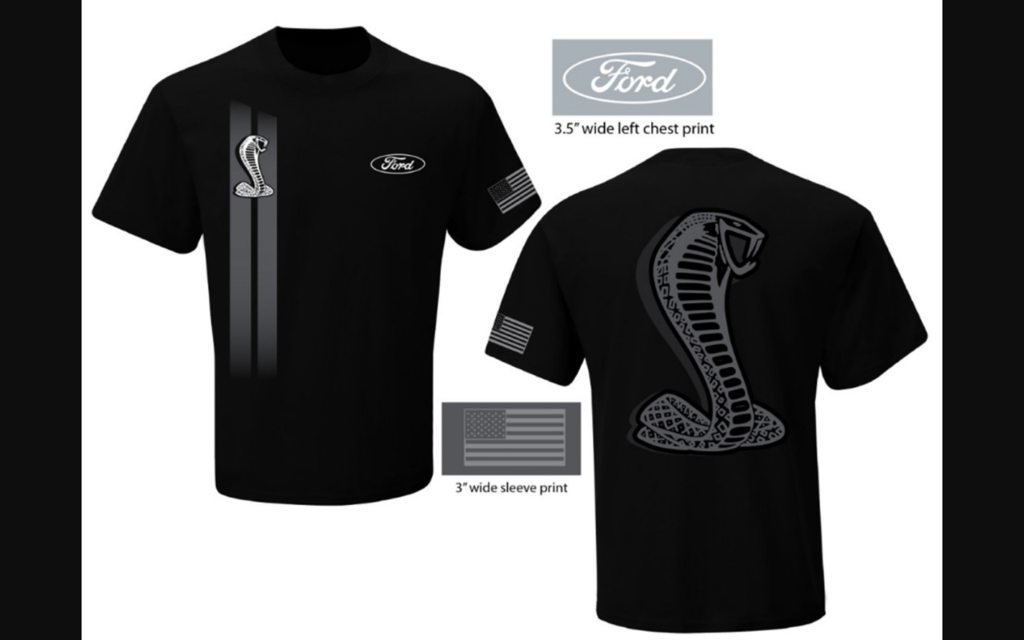 1964-2021 Ford Mustang Black W/Cobra Emblem On Front & Back, American Flag On Sleeve - Medium