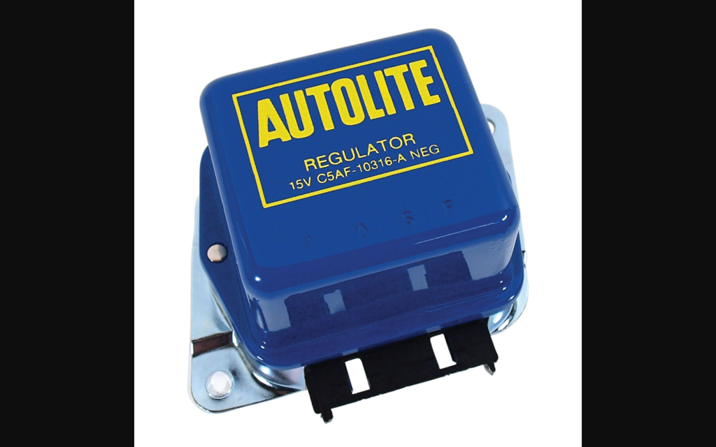 1965-1967 Ford Mustang Voltage Regulator - Yellow On Blue Autolite Logo