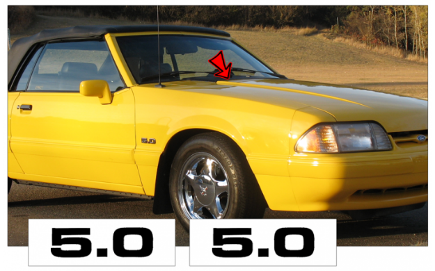 Picture of 1987-93 Mustang Hood Cowl Decal Set - 5.0