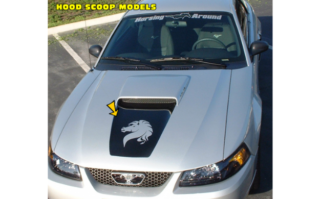 Picture of 1999-04 Mustang GT Square Nose Hood Decal - Horse Head Cutout - Scoop