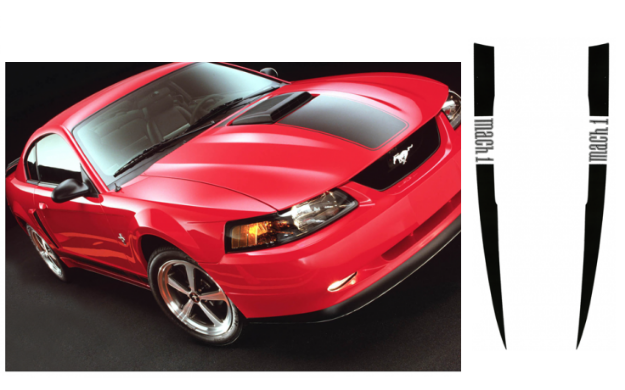 Picture of 2003-04 Mustang Mach 1 Hood Spears - MACH 1 Name