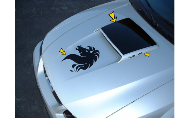 Picture of 1999-04 Mustang GT Hood Scoop Blackout 4.6L V8 Horse Head Decal