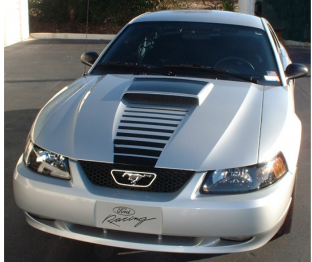 Picture of 1999-04 Mustang GT Reverse Fade Hood Stripe Kit with Scoop Blackout