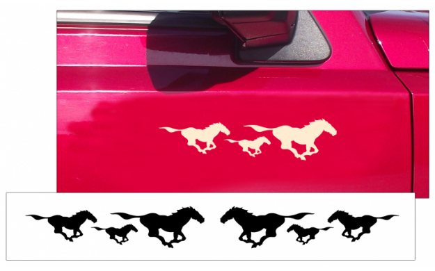 Picture of Mustang Indy Pony Decal Set - 3" Tall