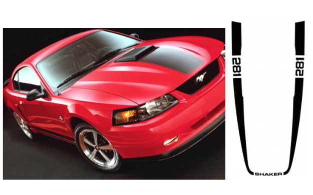Picture of 2003-04 Mustang Mach 1 Hood Stripe with 281 and SHAKER names