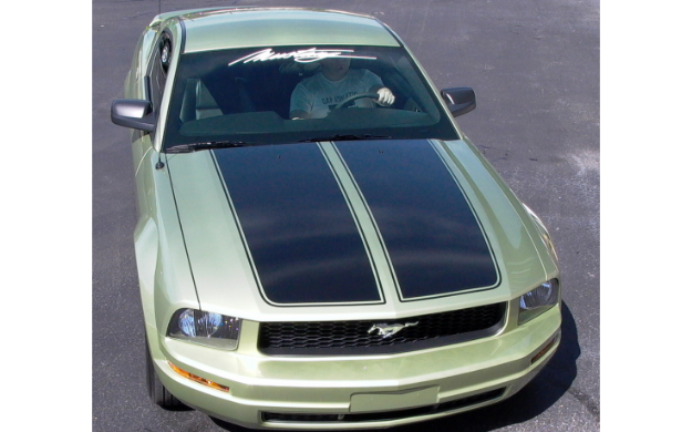 Picture of 2005-09 Mustang Dual Wide Hood Racing Stripes with Pinstripe