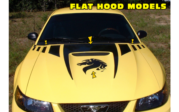 Picture of 1999-03 Mustang Claw Hood & Faders & Horse Head Decal Kit - Flat Hood