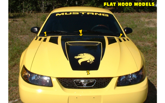 Picture of 1999-03 Mustang Claw Hood & Faders & Square Nose & Horse Head Decal