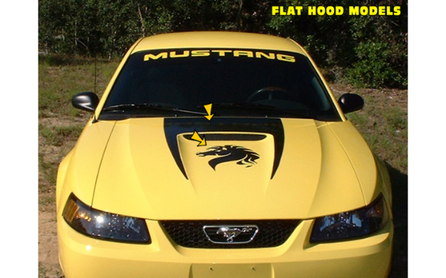 Picture of 1999-03 Mustang Claw Hood with Horse Head Decal Kit - Flat Hood