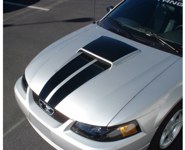 Picture of 1999-04 Mustang GT Dual Hood Stripe Kit with Scoop Blackout