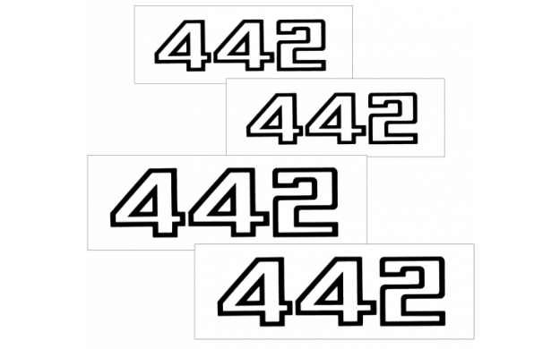 Picture of 1985-86 Oldsmobile 442 Decal Kit Names for Doors Trunk and Nose
