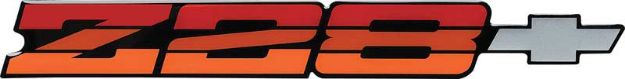 Picture of 1985-86 Camaro Z28 Red Rear Panel Emblem with Silver Bow Tie 