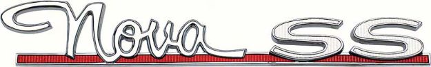 Picture of 1963-64 "Nova SS" Fender/Quarter Panel Emblem with White SS Lettering 