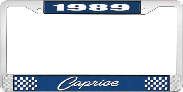 Picture of 1989 Caprice Blue And Chrome License Plate Frame With White Lettering 