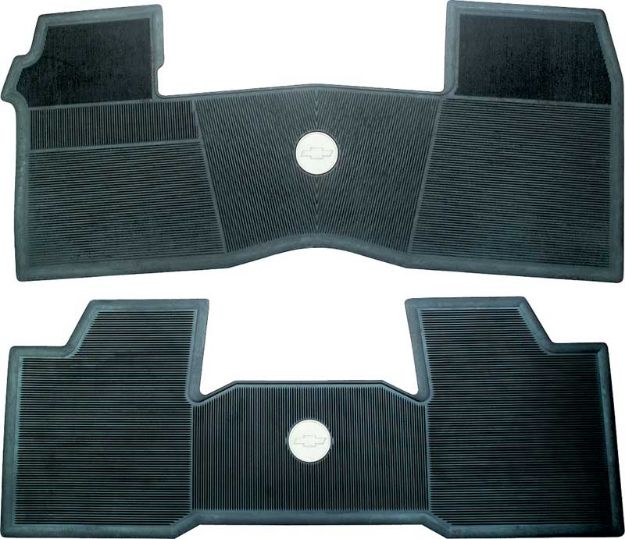 Picture of 1961-64 Chevrolet Without Console Black 2 Piece Front And Rear Rubber Floor Mat Set 