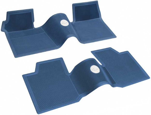 Picture of 1961-64 Chevrolet Without Console Dark Blue 2 Piece Front And Rear Rubber Floor Mat Set 